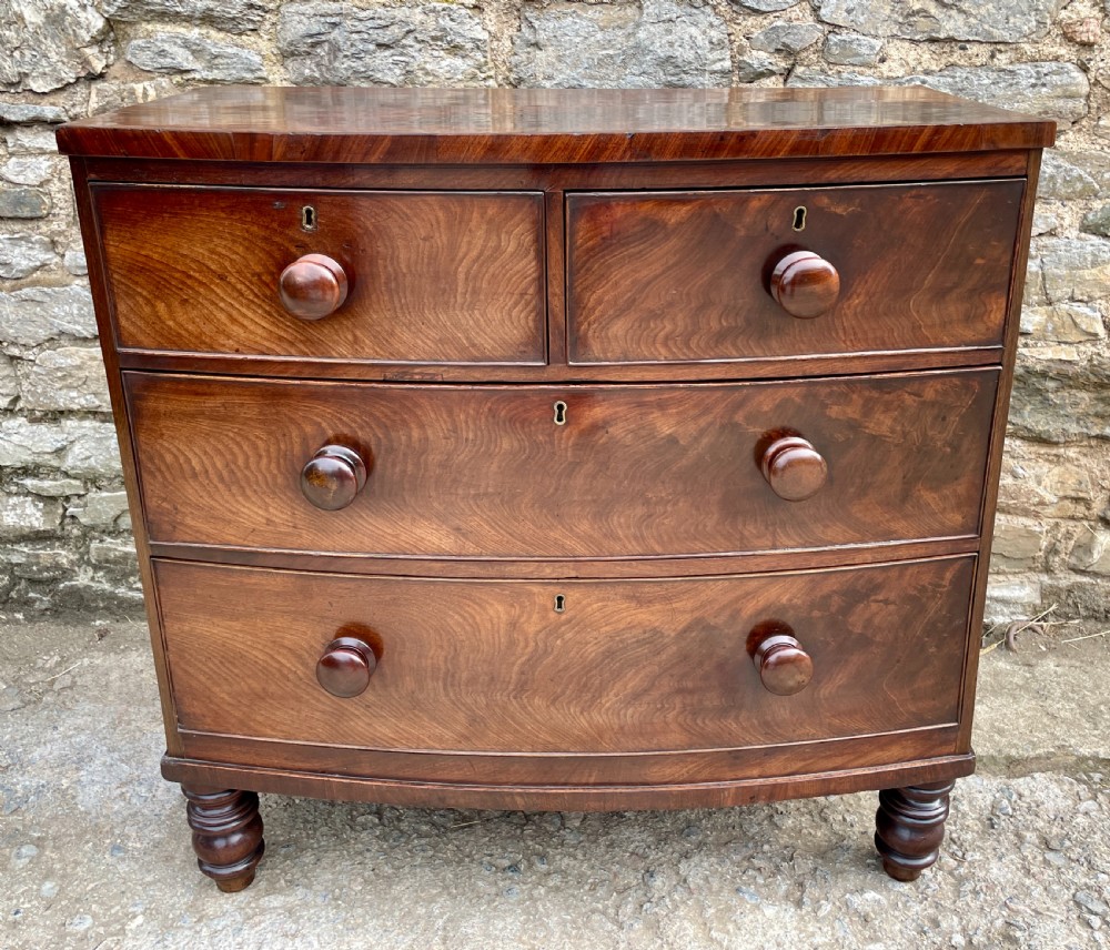 Small Victorian Mahogany Bow Front Chest of Drawers View III