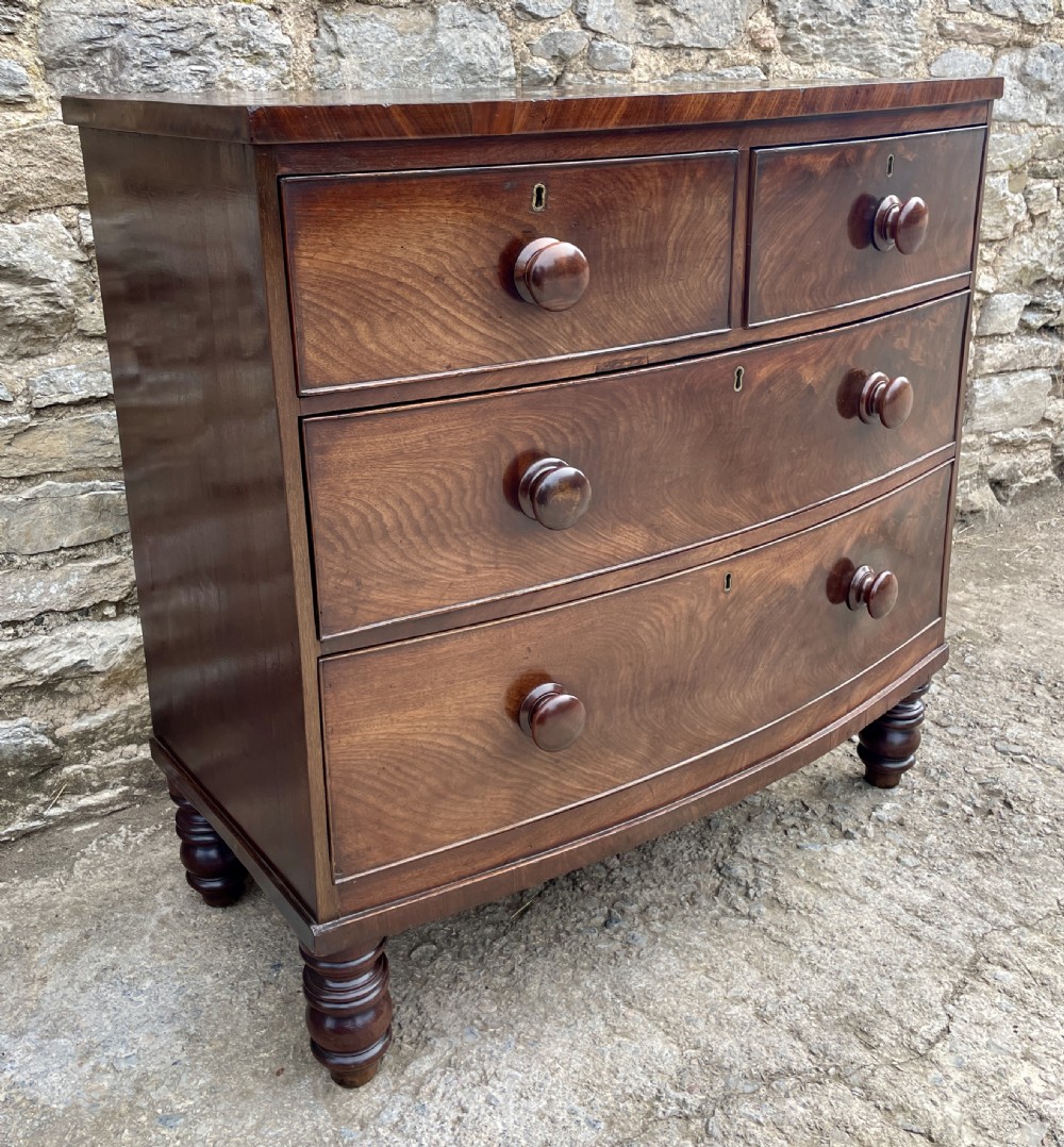 Small Victorian Mahogany Bow Front Chest of Drawers View IV