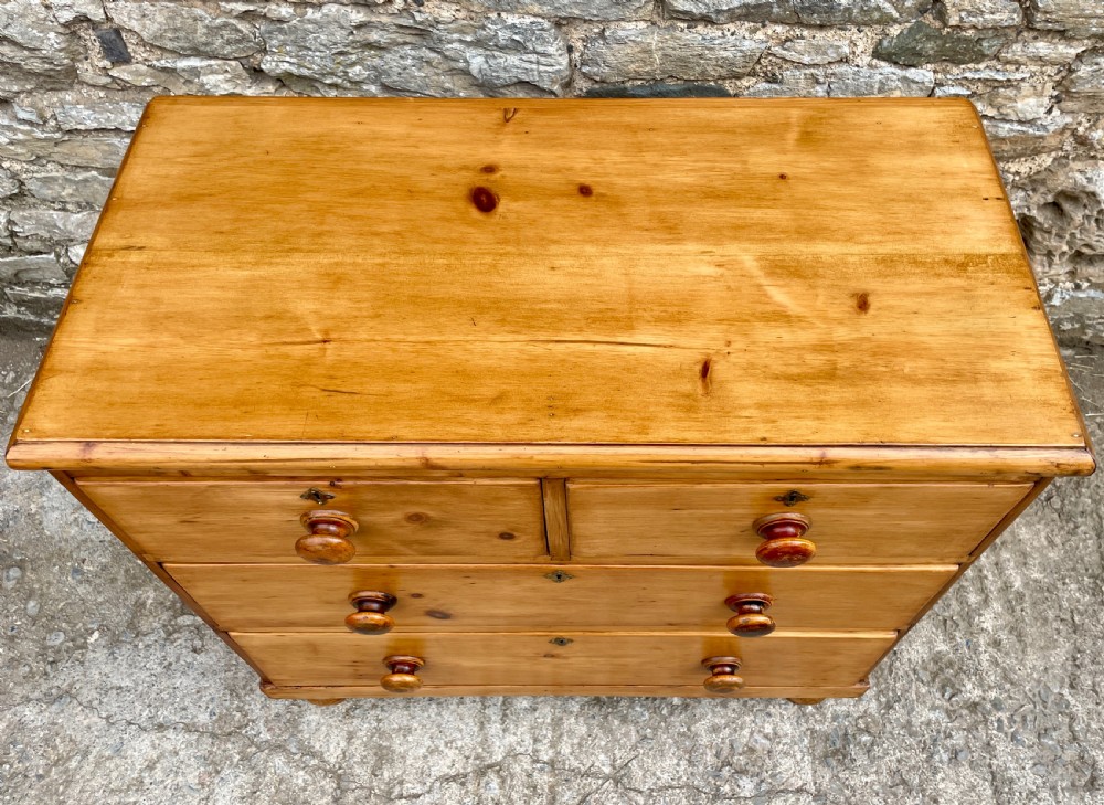 Small Antique Stripped Pine Chest of Drawers View II