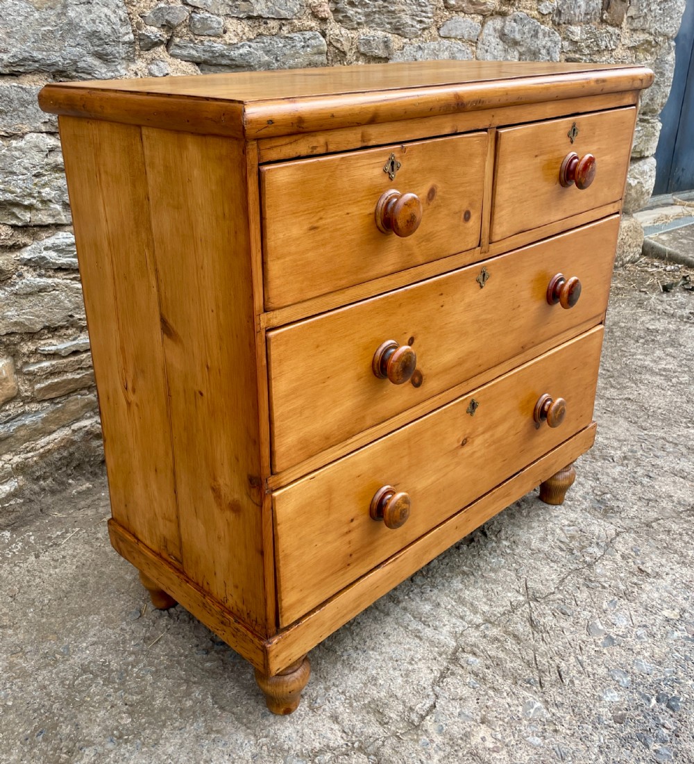 Small Antique Stripped Pine Chest of Drawers View III