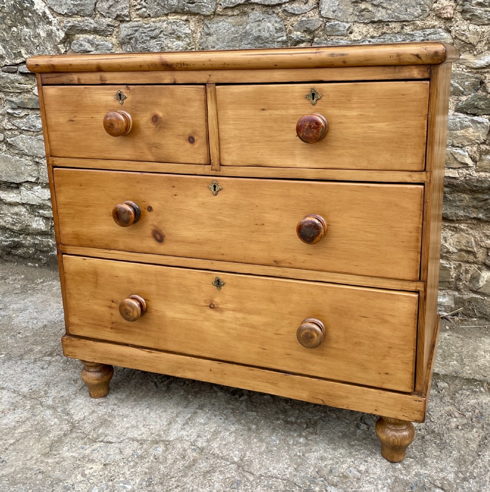 Small Antique Stripped Pine Chest of Drawers View IV