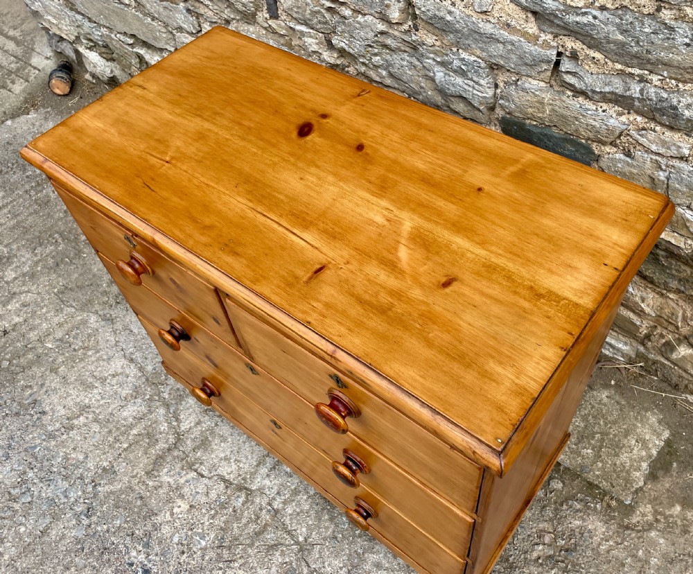 Small Antique Stripped Pine Chest of Drawers View VII