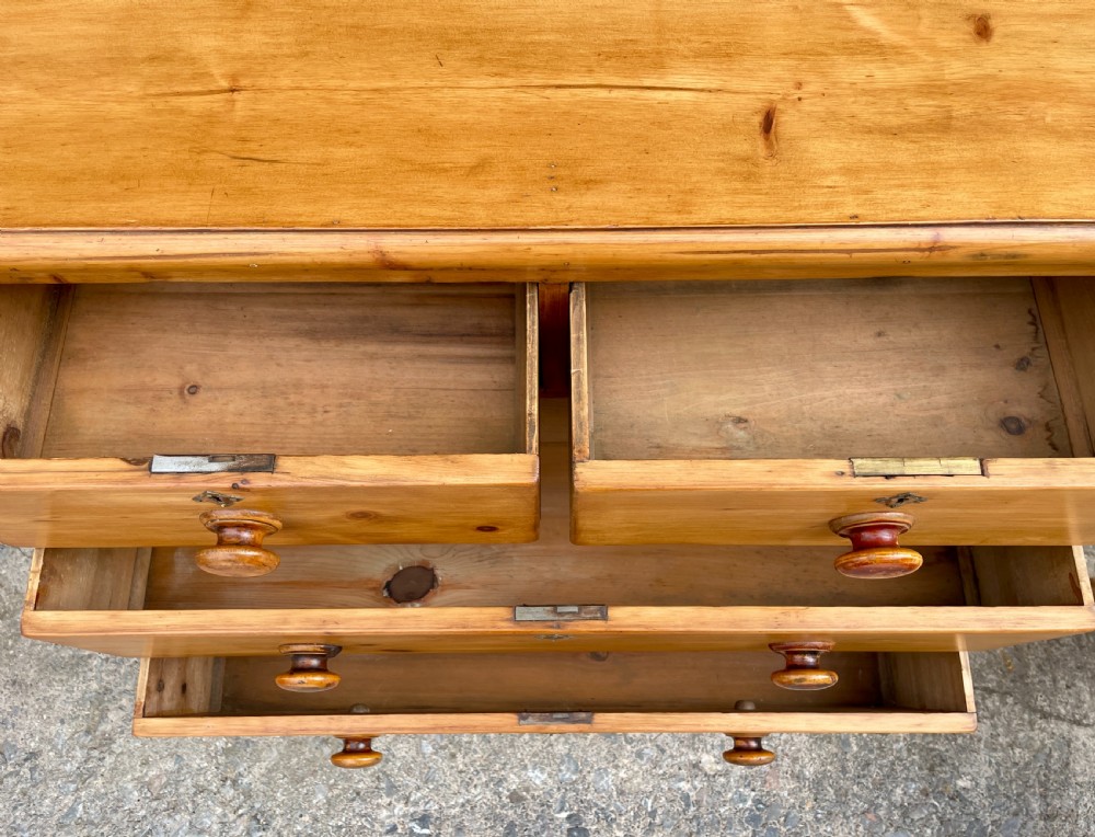 Small Antique Stripped Pine Chest of Drawers View X