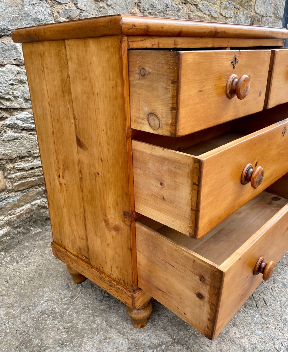 Small Antique Stripped Pine Chest of Drawers View XI