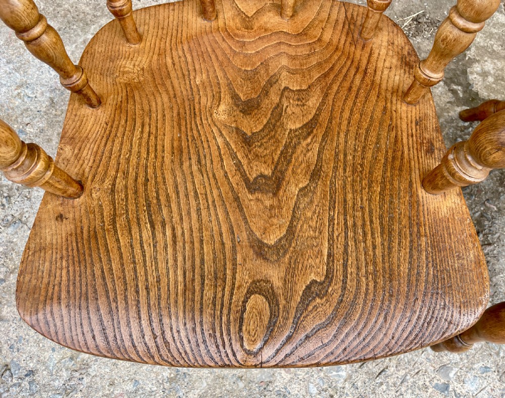 Pair of Antique Elm Captain's Chairs View VII