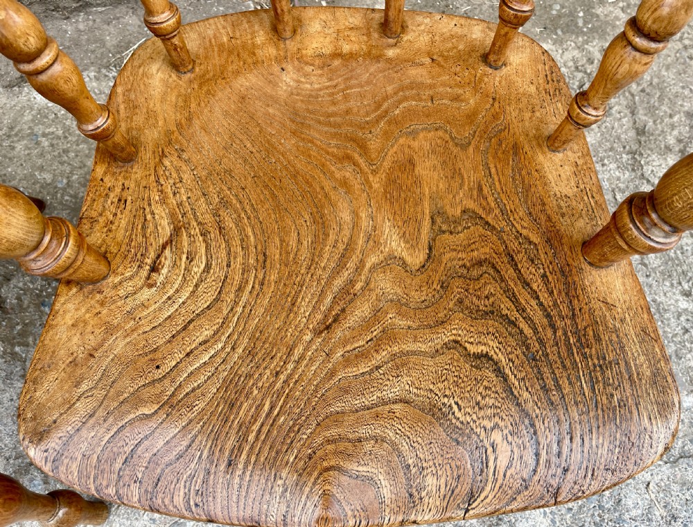 Pair of Antique Elm Captain's Chairs View VIII