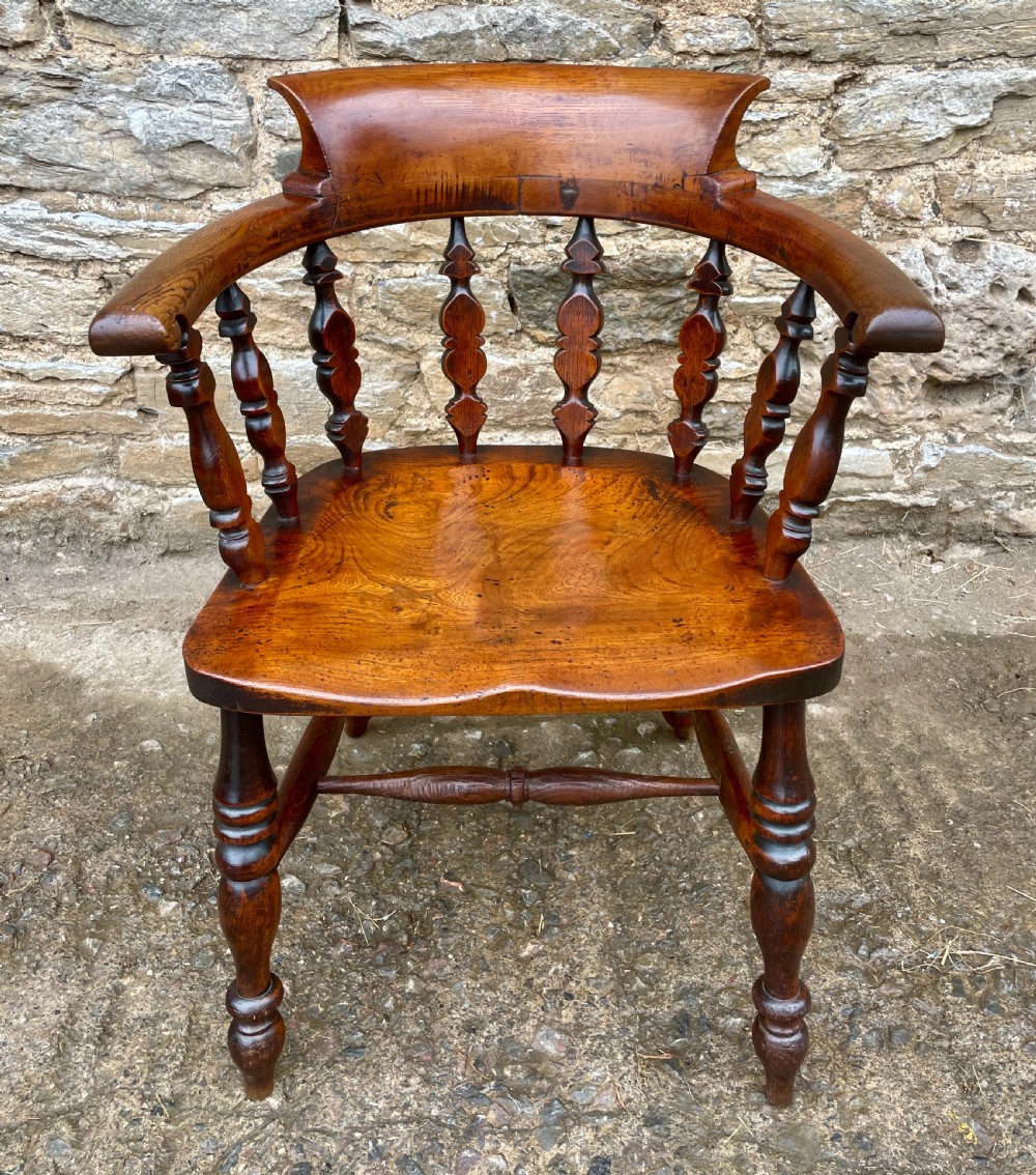 Unusual Victorian Elm Captains Chair