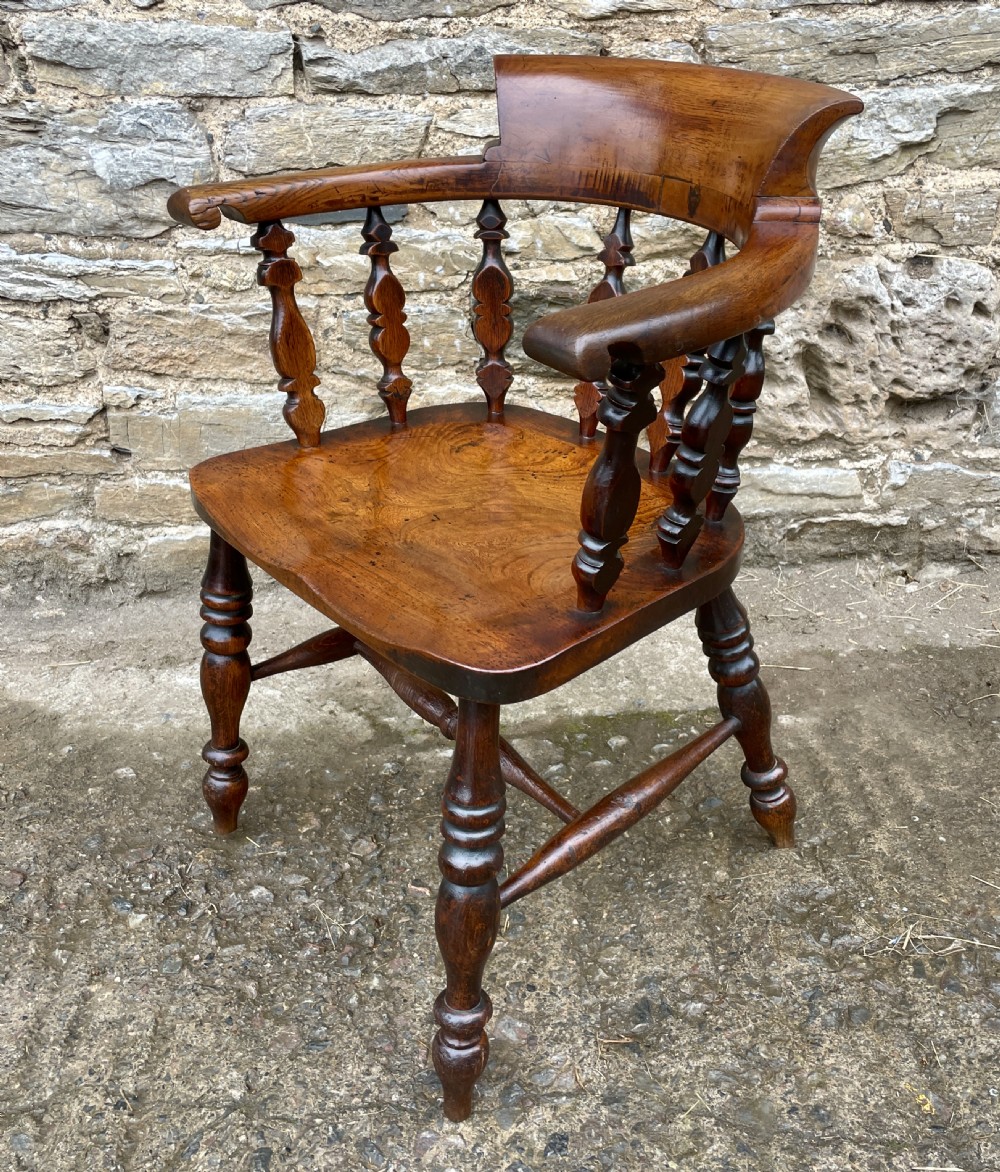 Unusual Victorian Elm Captains Chair View V