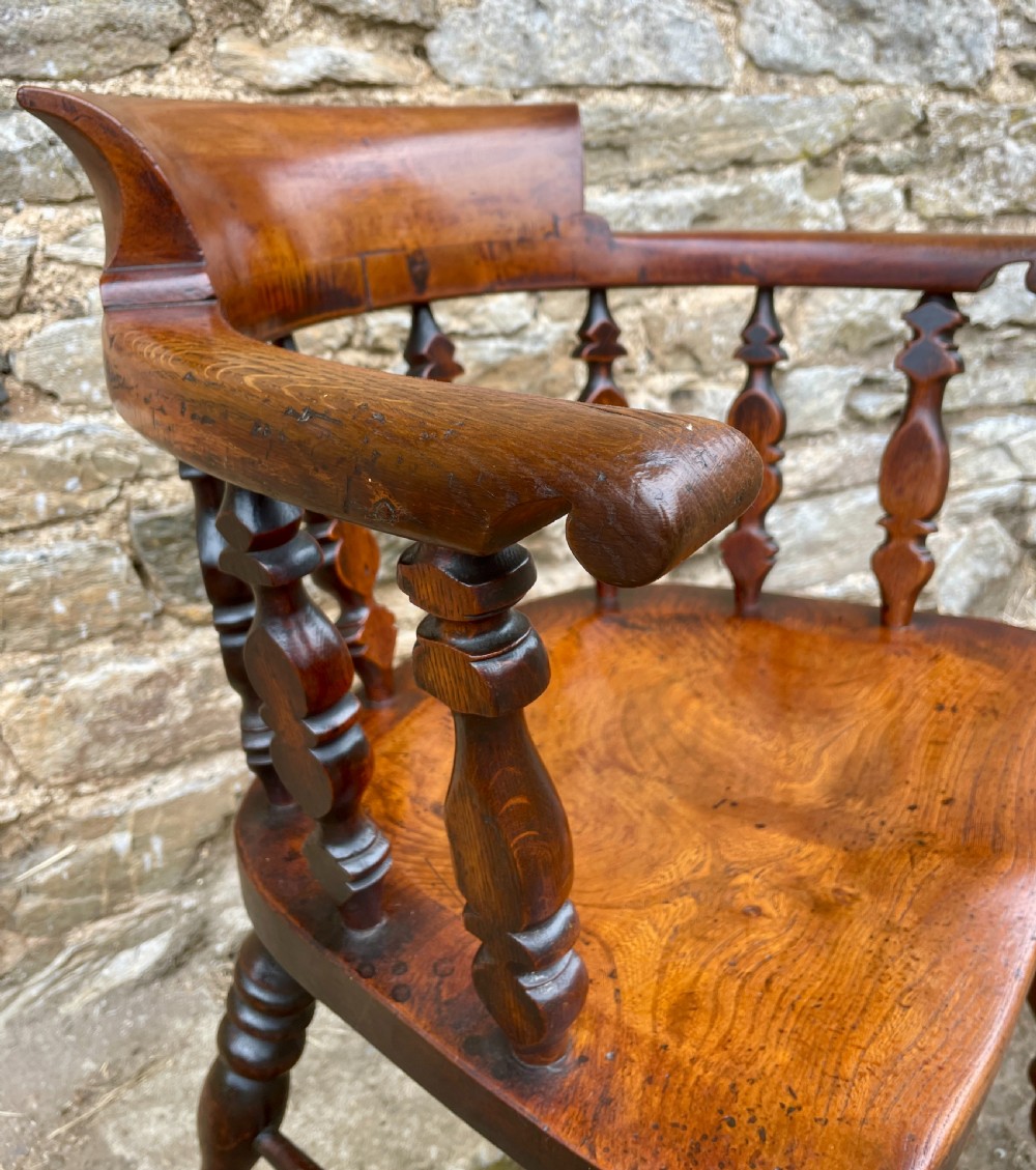 Unusual Victorian Elm Captains Chair View VI