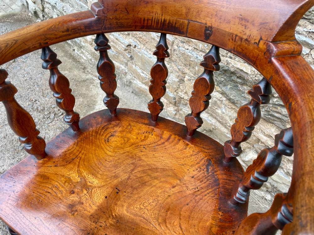Unusual Victorian Elm Captains Chair View VII