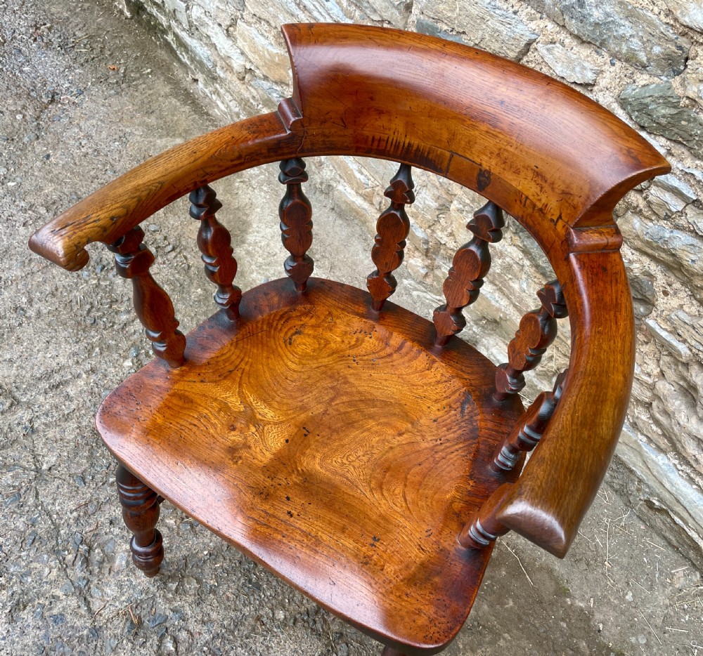 Unusual Victorian Elm Captains Chair View IX