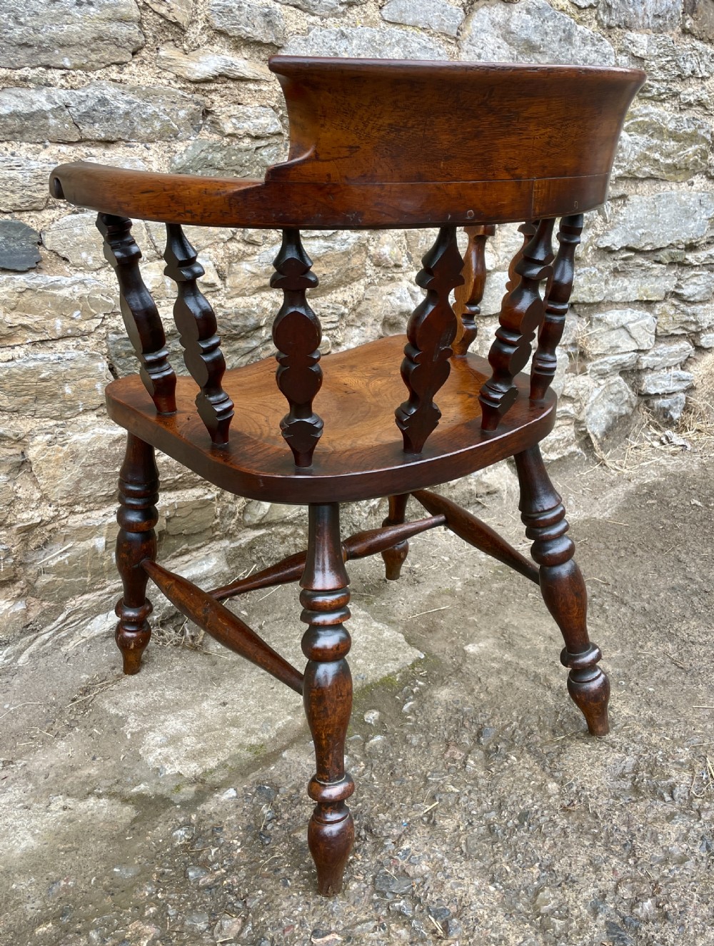 Unusual Victorian Elm Captains Chair View XII