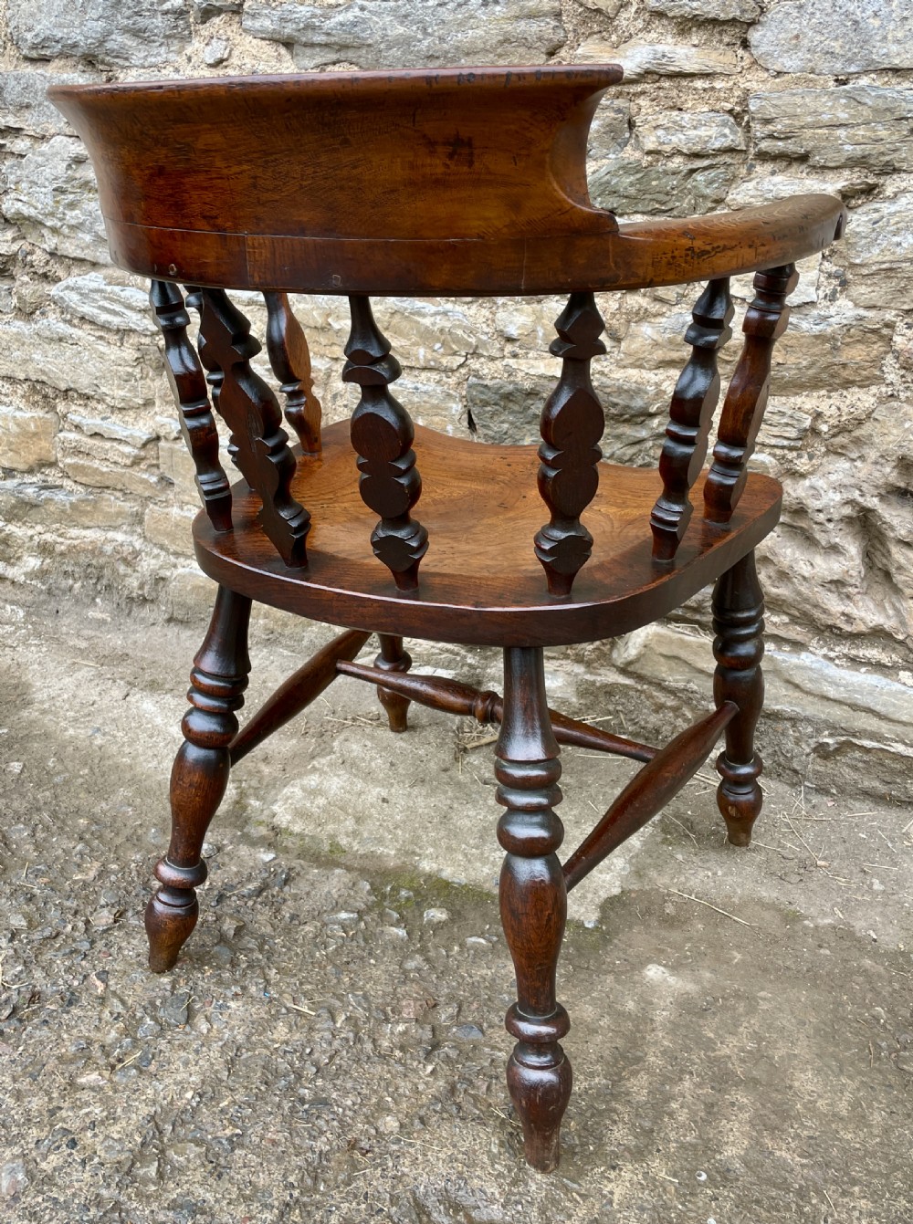 Unusual Victorian Elm Captains Chair View XIV