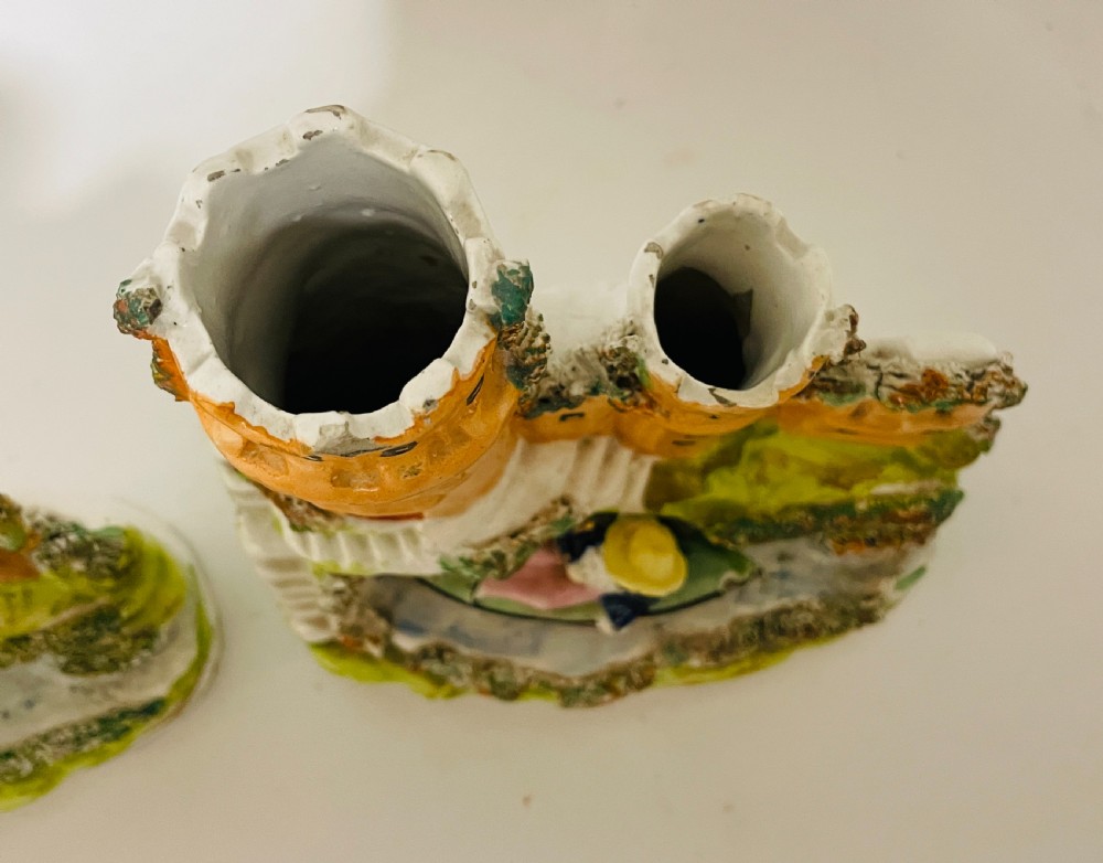 Pair of Victorian Staffordshire Spill Vases View XII