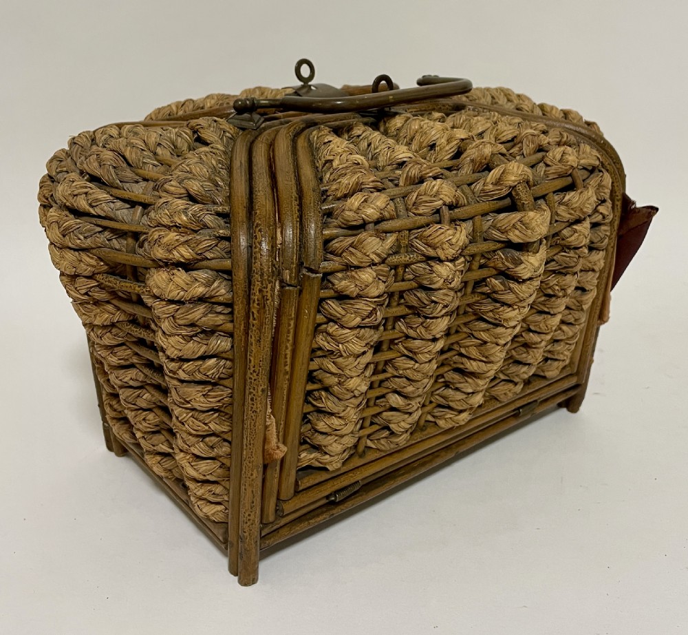 Victorian Woven Straw Sewing Casket View III