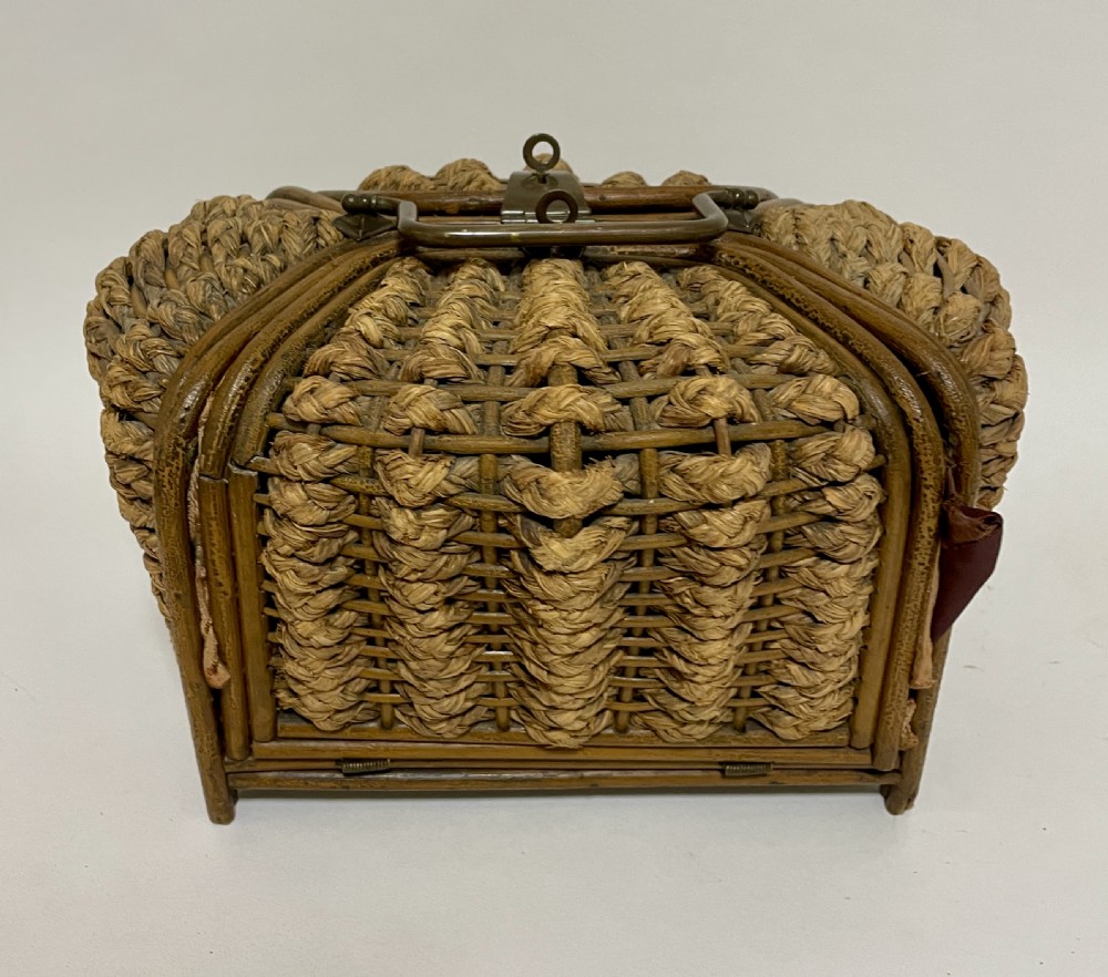 Victorian Woven Straw Sewing Casket View IV