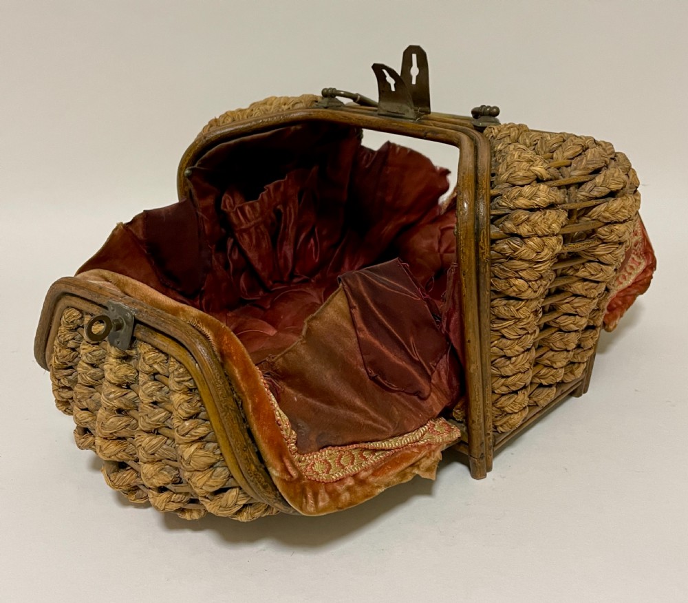 Victorian Woven Straw Sewing Casket View X