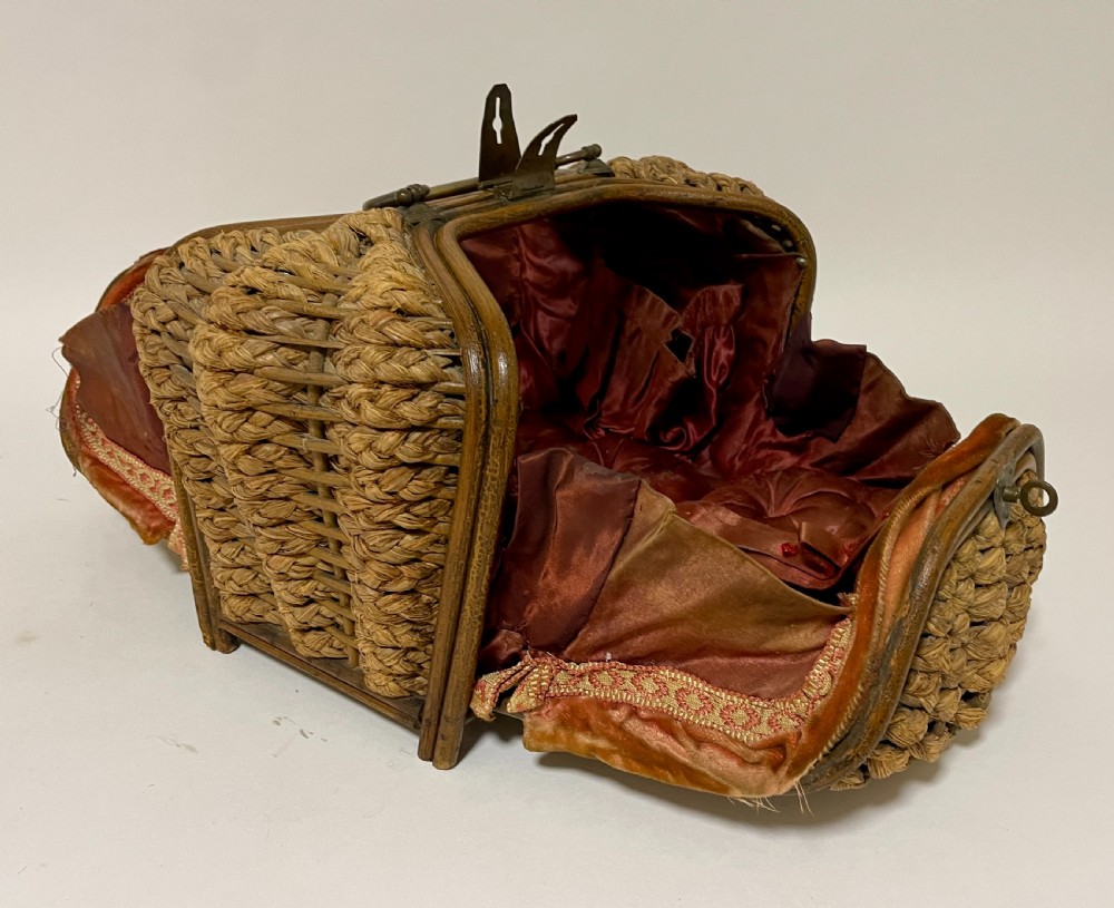 Victorian Woven Straw Sewing Casket View XI