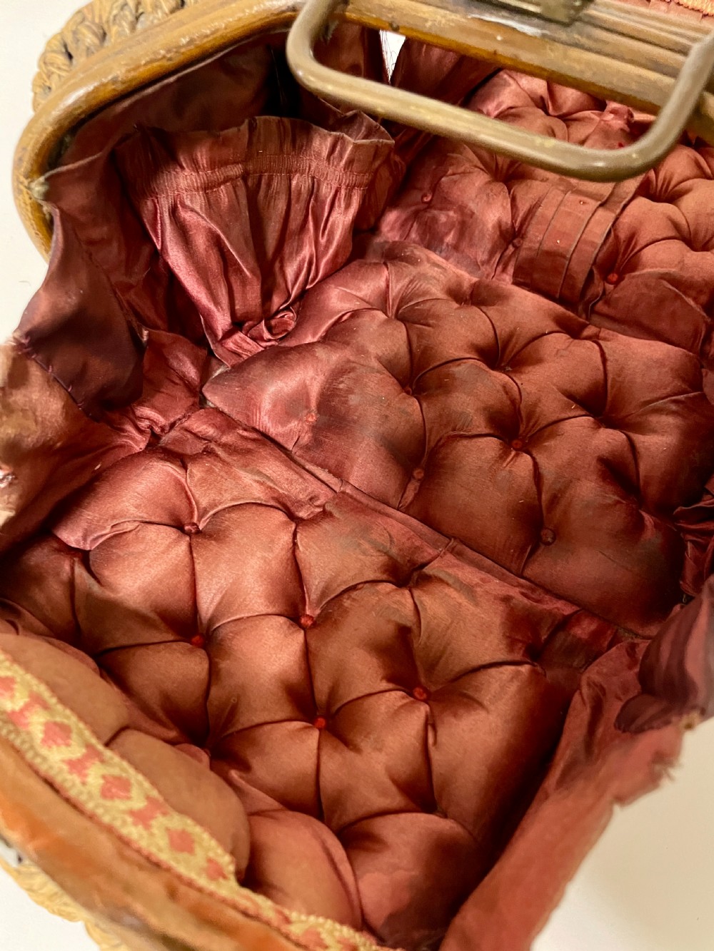 Victorian Woven Straw Sewing Casket View XIV