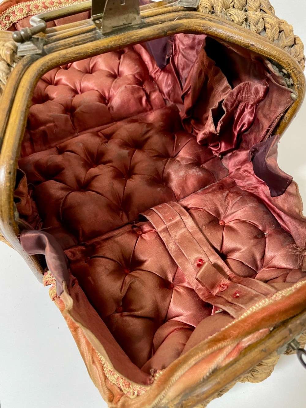 Victorian Woven Straw Sewing Casket View XV