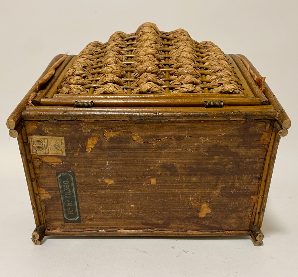 Victorian Woven Straw Sewing Casket View XVI