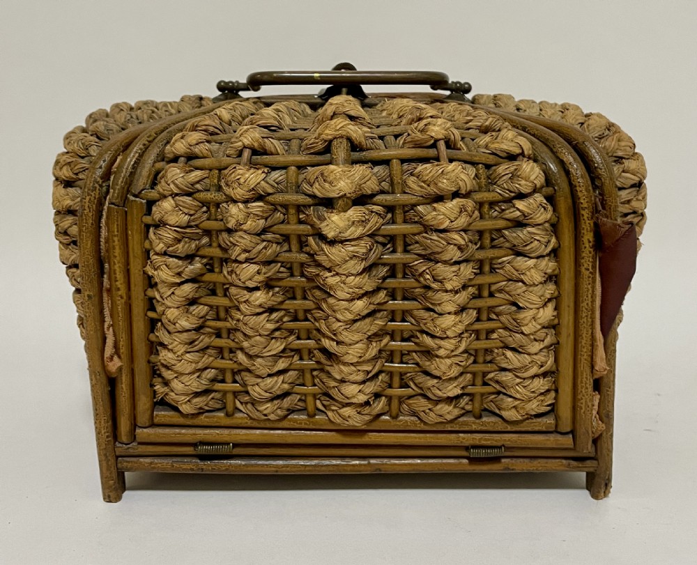 Victorian Woven Straw Sewing Casket View XXI