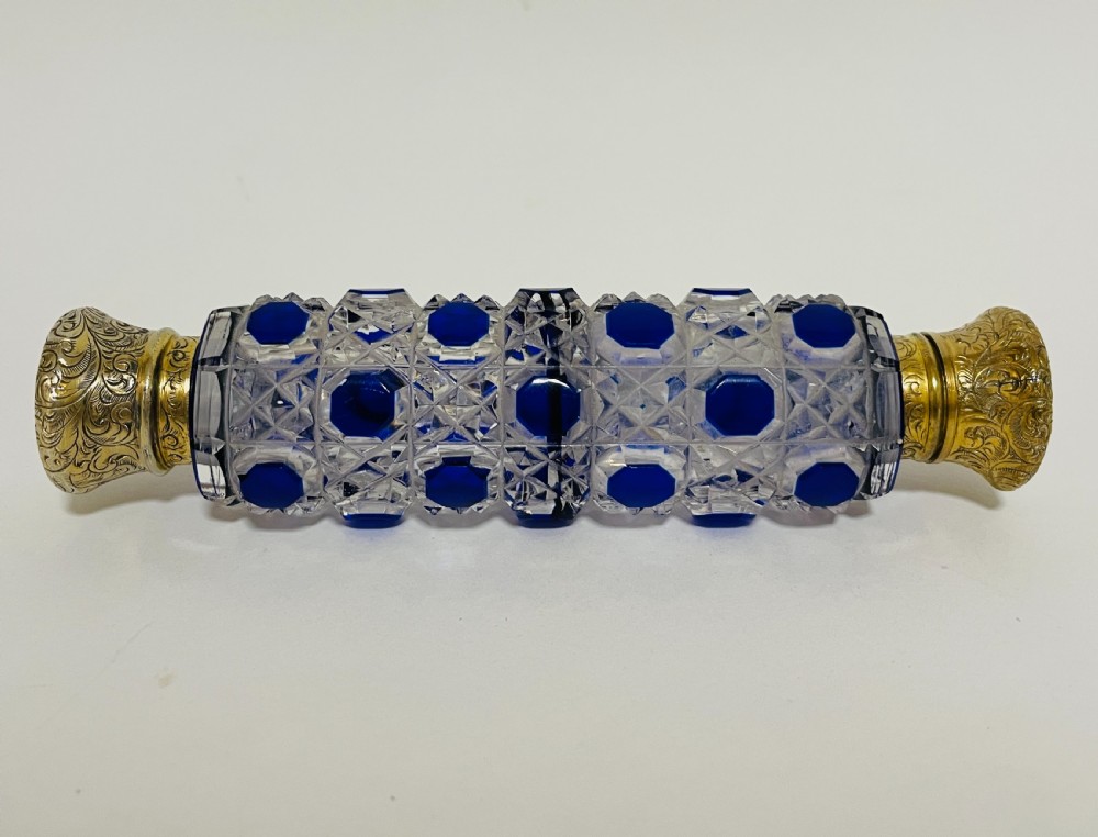 Victorian Double Ended Scent Bottle with Silver Gilt Tops