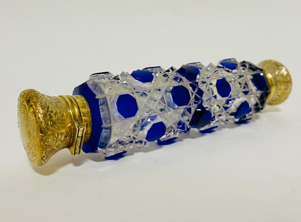Victorian Double Ended Scent Bottle with Silver Gilt Tops View IV