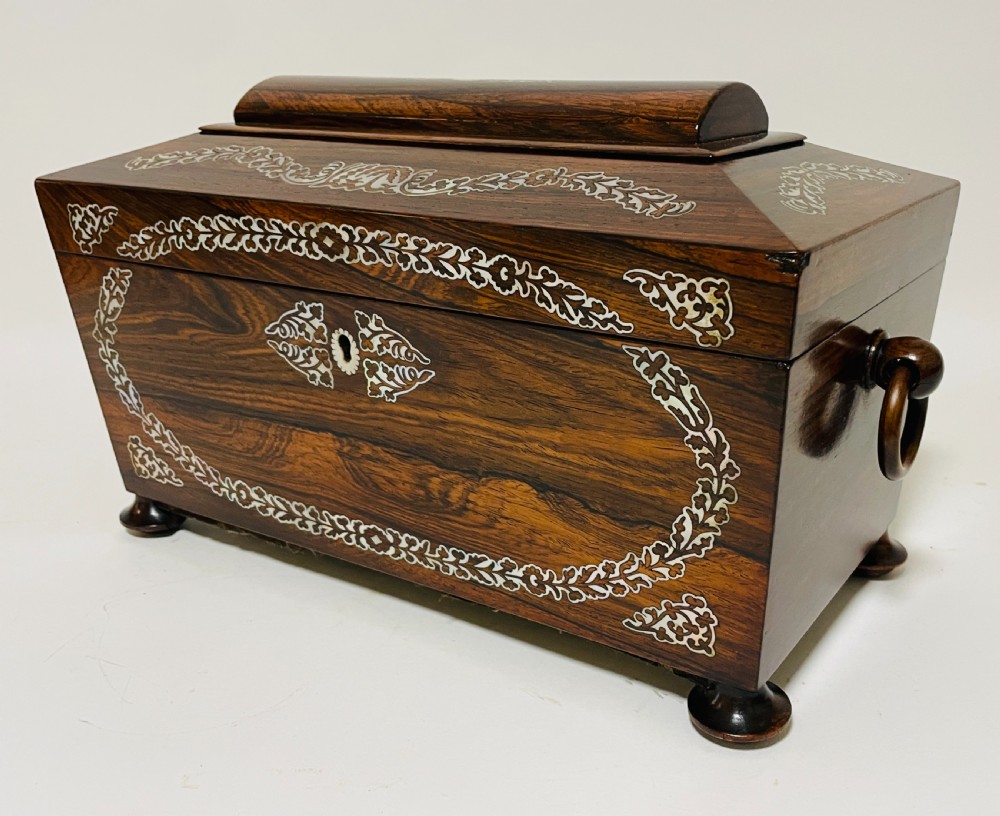 Regency Inlaid Rosewood Tea Caddy View II