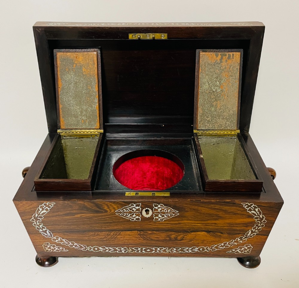 Regency Inlaid Rosewood Tea Caddy View IX