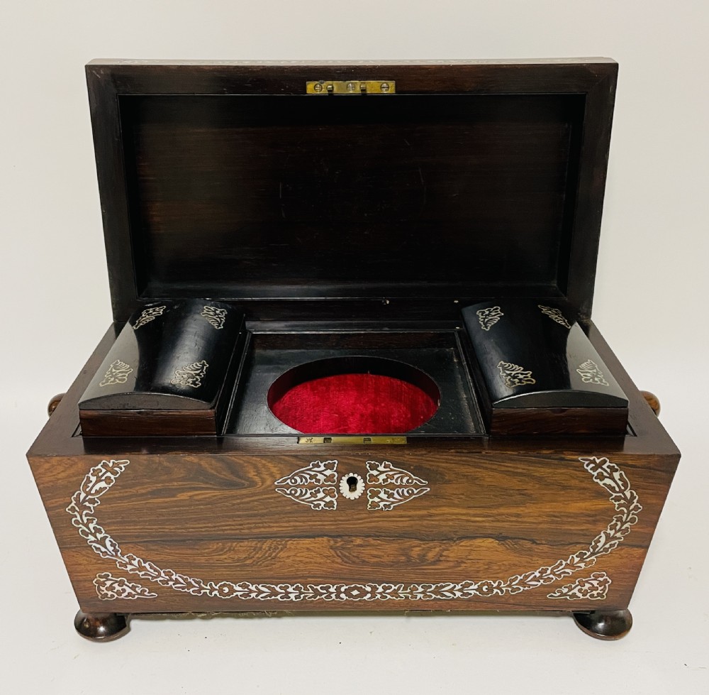 Regency Inlaid Rosewood Tea Caddy View XVI