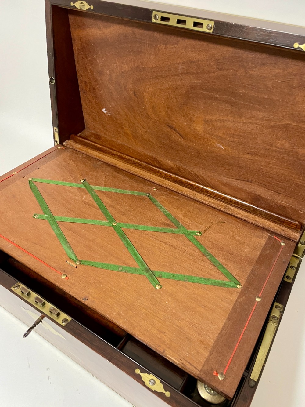 Antique Mahogany Brass Bound Campaign Writing Slope View IV