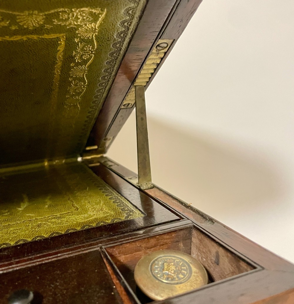 Antique Mahogany Brass Bound Campaign Writing Slope View V