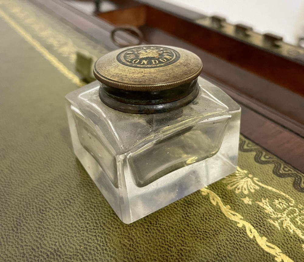 Antique Mahogany Brass Bound Campaign Writing Slope View XXII