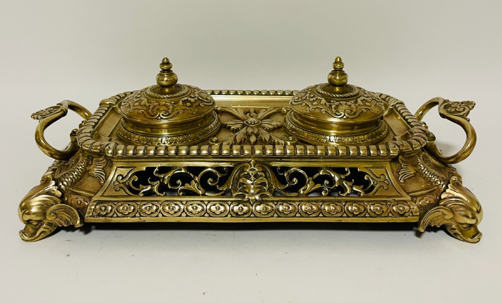 Victorian Brass Inkwells