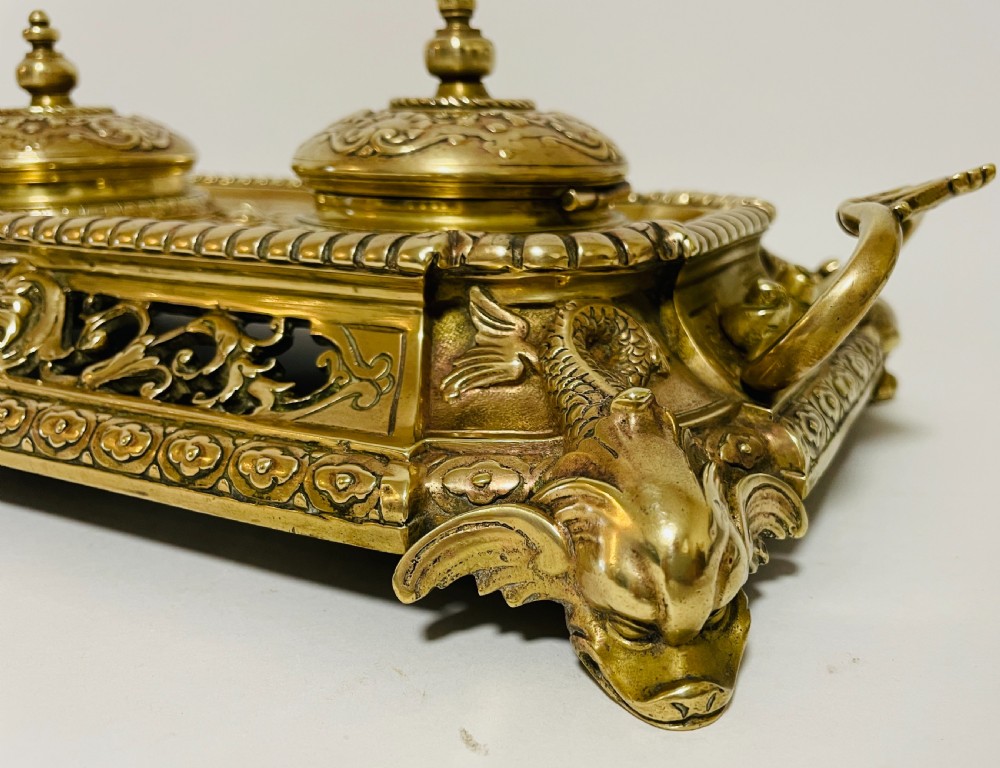Victorian Brass Inkwells View III