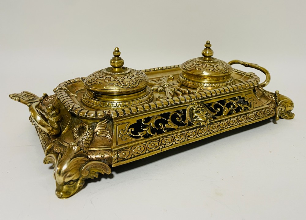 Victorian Brass Inkwells View V