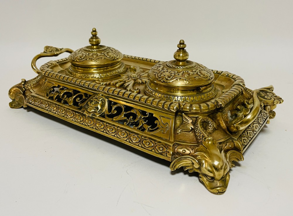 Victorian Brass Inkwells View VIII