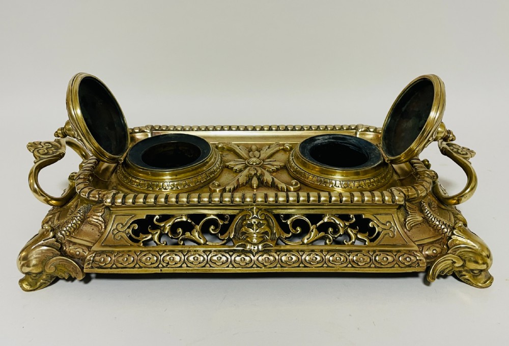 Victorian Brass Inkwells View XI