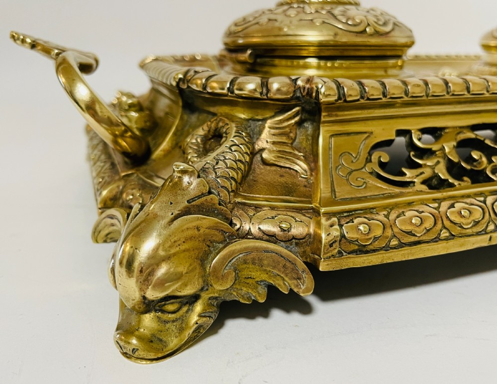 Victorian Brass Inkwells View XII