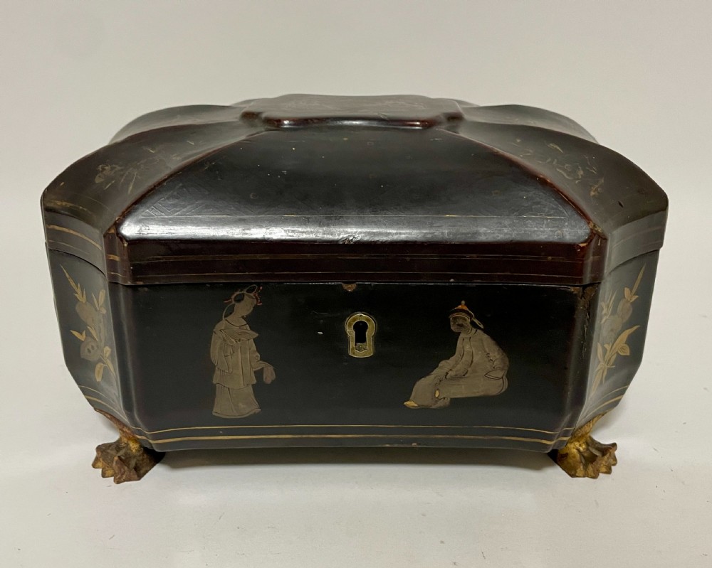 Antique Chinoiserie Lacquered Tea Caddy