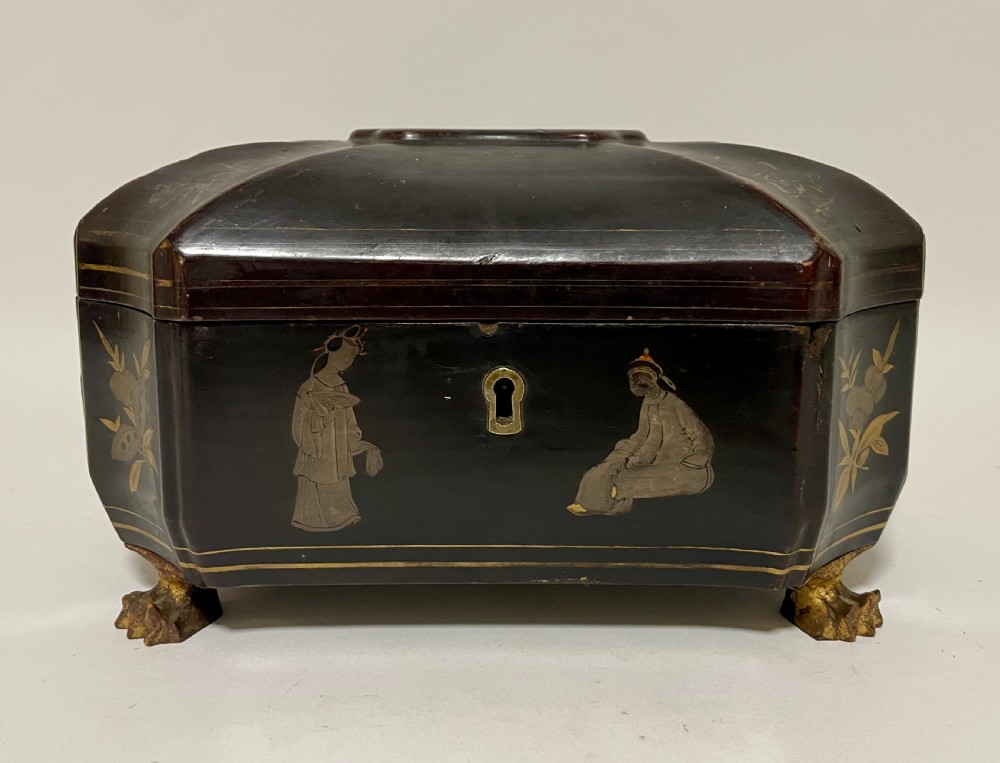 Antique Chinoiserie Lacquered Tea Caddy View III