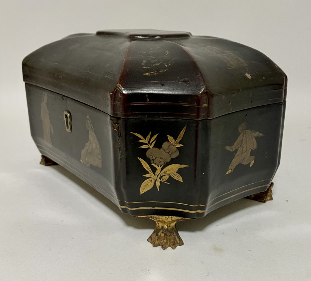 Antique Chinoiserie Lacquered Tea Caddy View IV