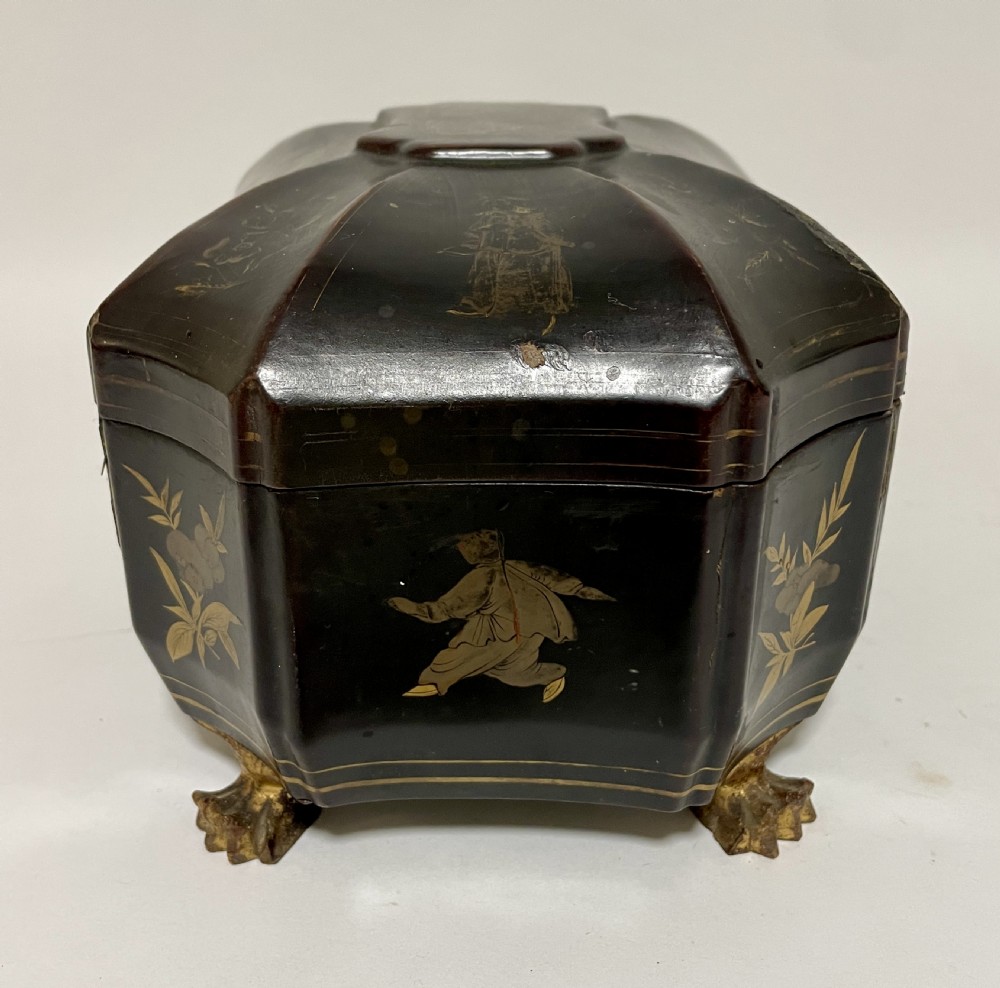 Antique Chinoiserie Lacquered Tea Caddy View V