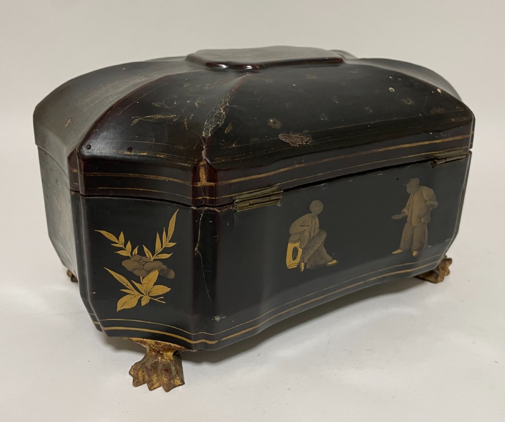 Antique Chinoiserie Lacquered Tea Caddy View VI