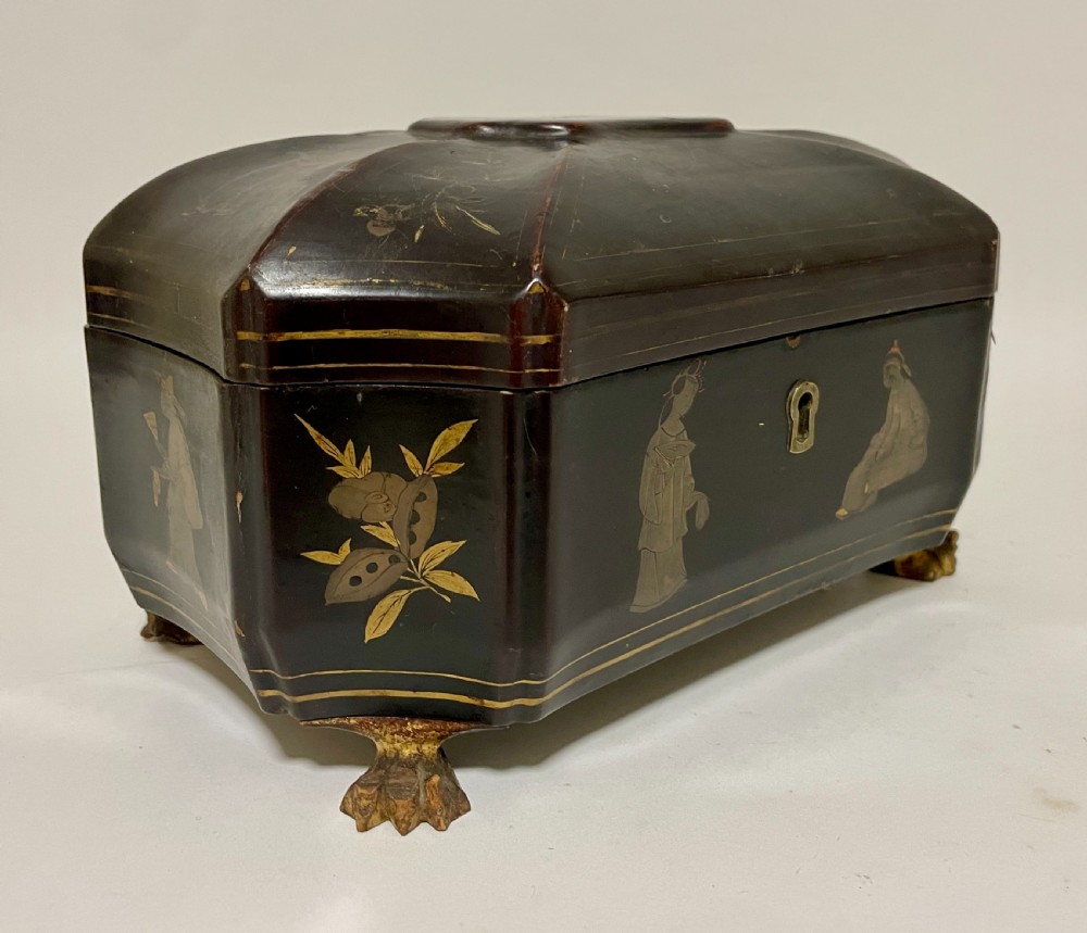 Antique Chinoiserie Lacquered Tea Caddy View VII