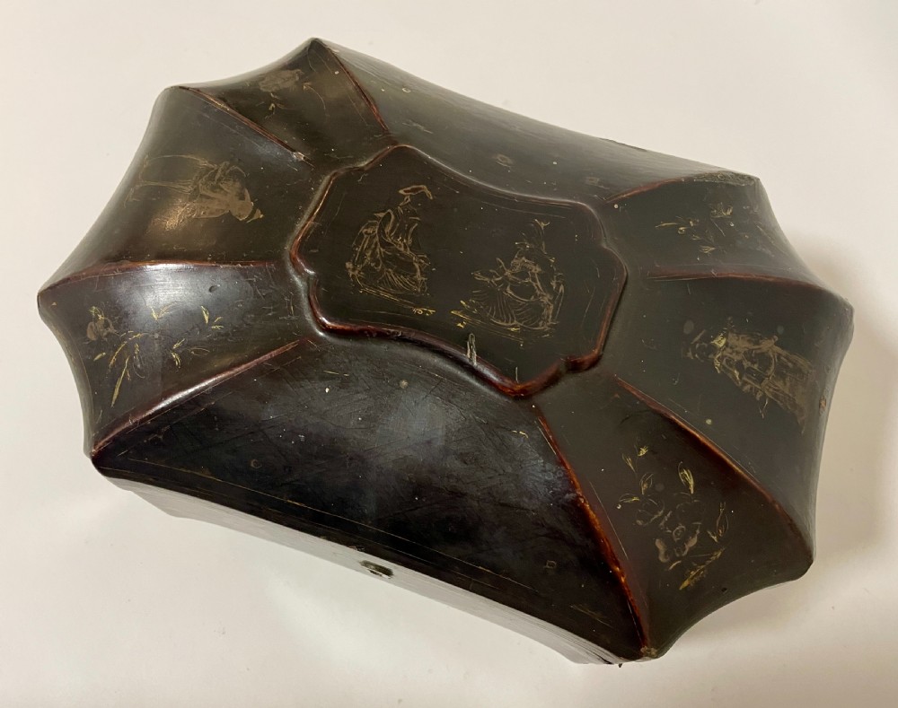 Antique Chinoiserie Lacquered Tea Caddy View XI