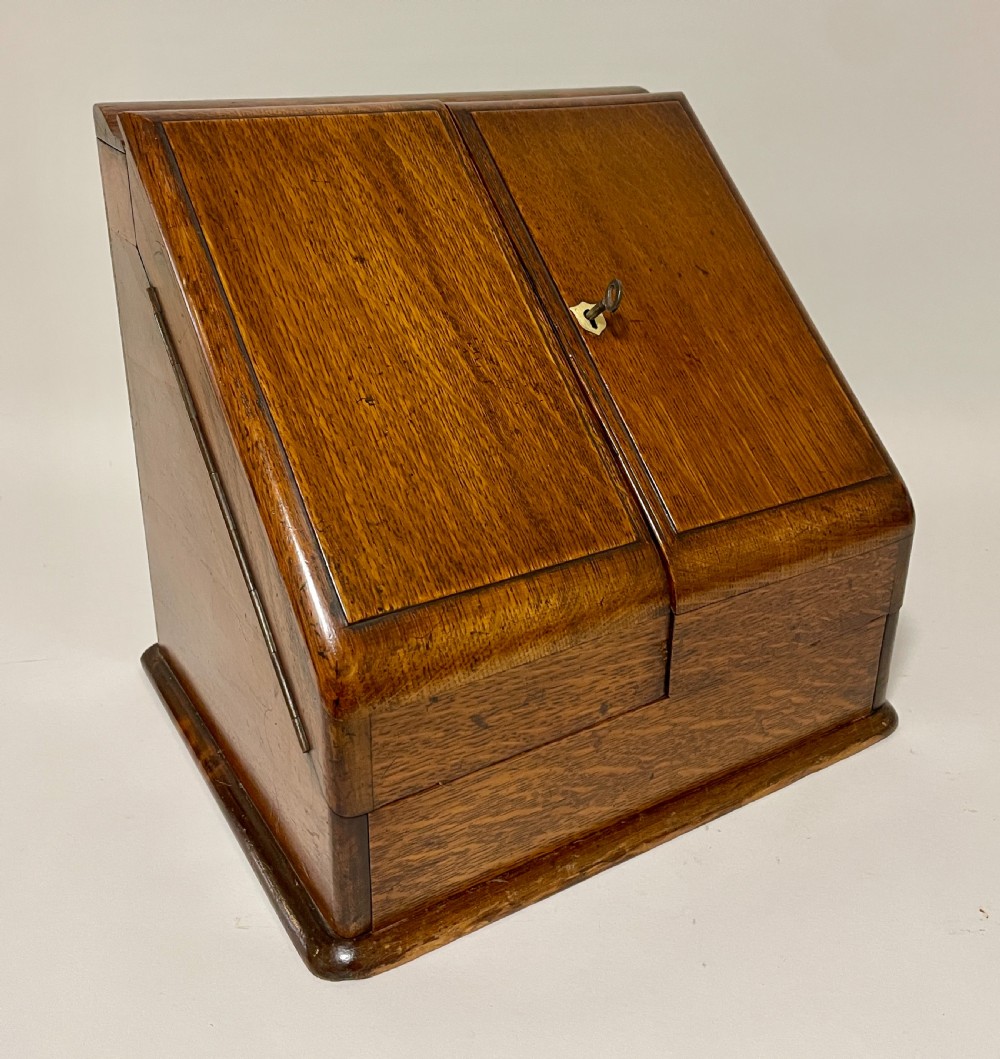 Victorian Oak Stationery Cabinet with Calendar View VIII