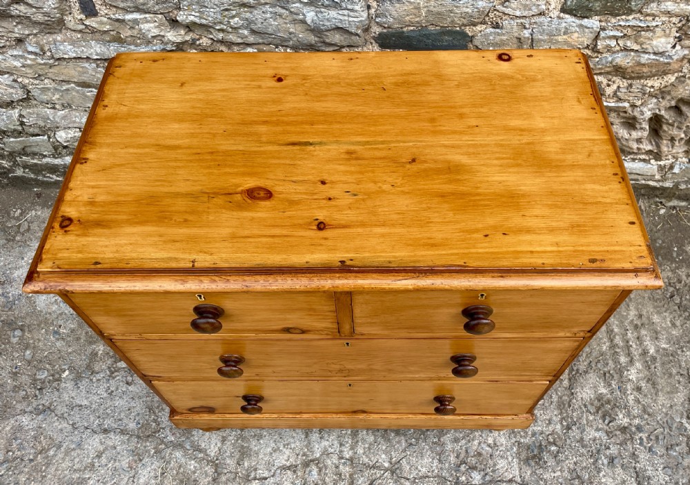 Small Antique Stripped Pine Chest of Drawers View III