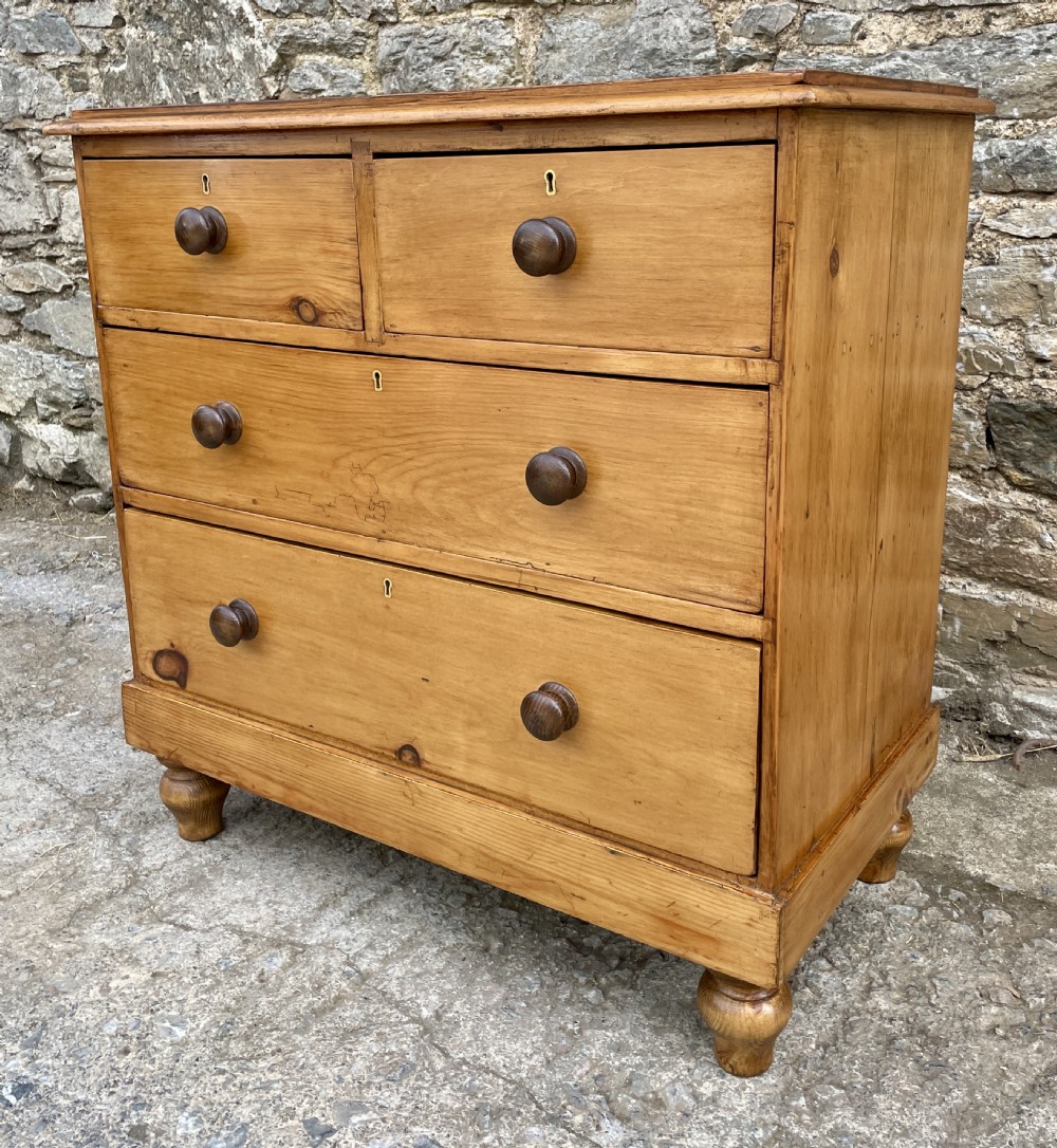 Small Antique Stripped Pine Chest of Drawers View VI